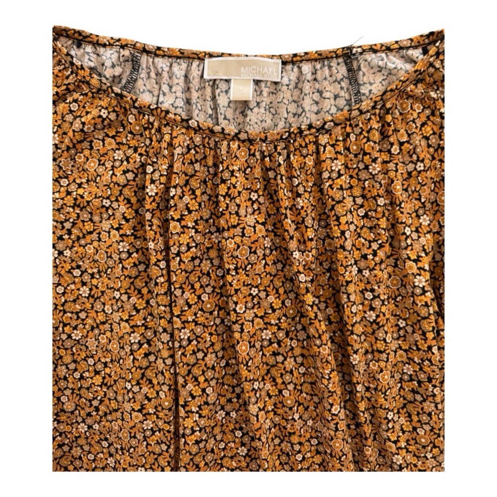 Michael Kors Floral Peasant Blouse XL | Bell Sleeve Fall Top - Picture 6 of 9